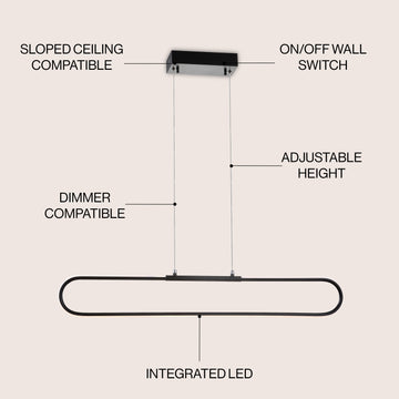Ned 39" Dimmable Adjustable Integrated LED Metal Linear Pendant - JONATHAN Y